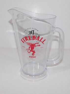 Fireball Whiskey Dr McGillicuddy's Spirits Clear Acrylic Beer Pitcher 9" Server